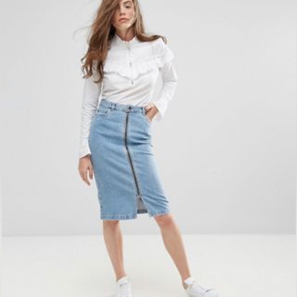 Gestuz Agnete Denim Zip front pencil skirt